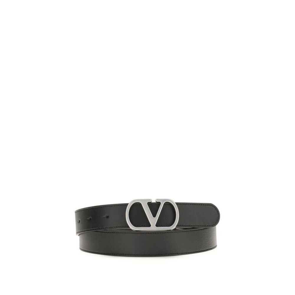 Valentino Garavani Black Calf Leather Bos Taurus Regular Men's Belt